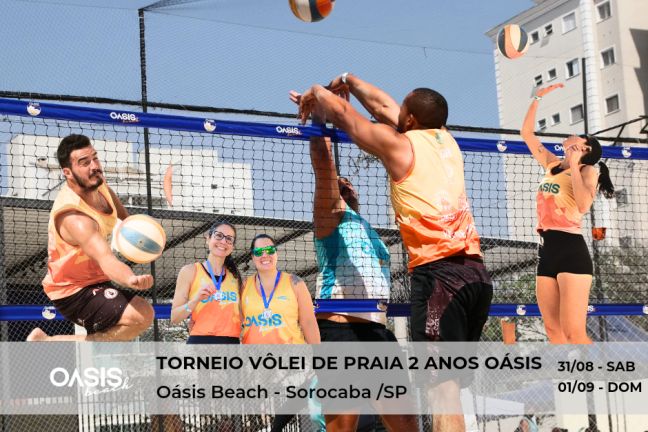 Torneio Vôlei de Praia - Aniversário 2 Anos Oásis Beach  31/08 Sabado e 01/09 Domingo.